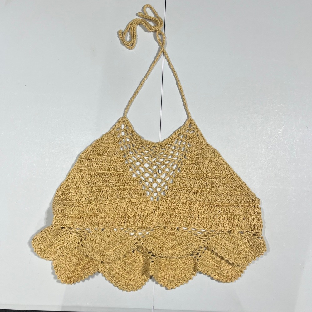 Cotton On Fairy Grunge Boho Crochet Halter‎ Top Granny Hippie Womens Medium 70s